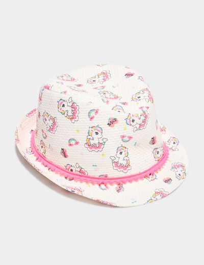 Chapeau aspect tressé blanc fille