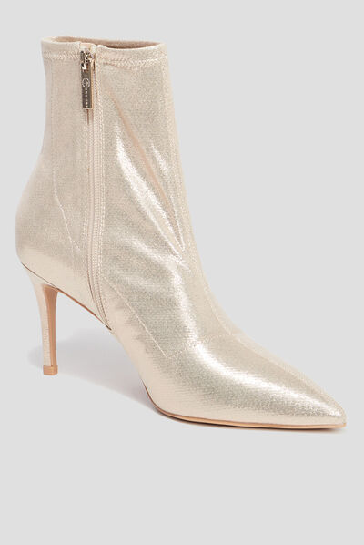 Bottines bouts pointus talons aiguilles jaune or femme