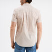 Chemise droite manches courtes coton beige homme