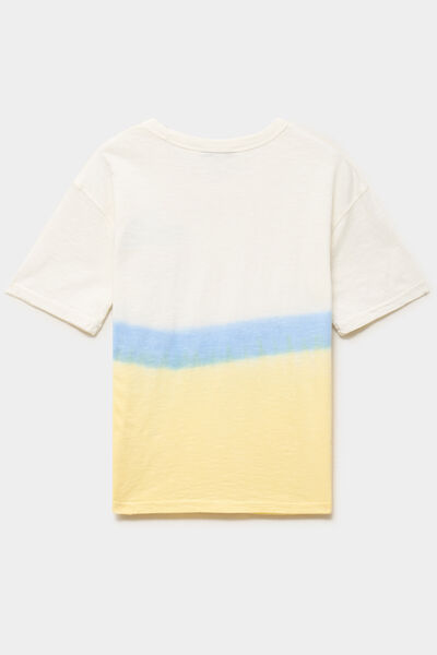 T-shirt col rond manches courtes coton jaune gar&ccedil;on