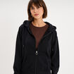 Sweat zipp&eacute; &agrave; capuche noir femme