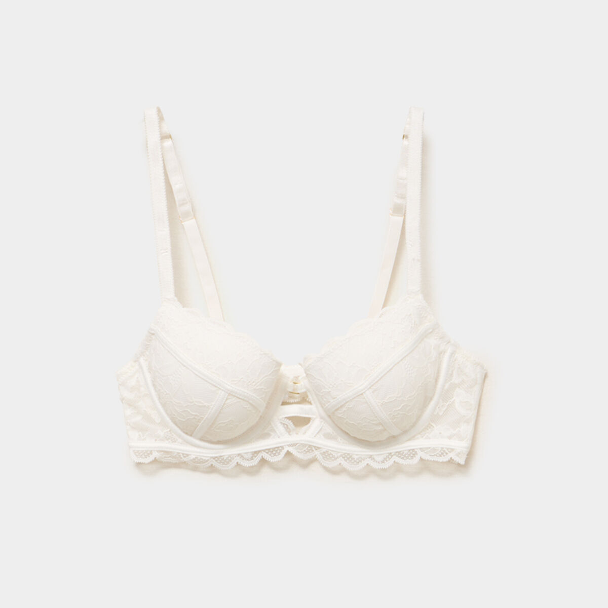 Soutien-gorge corbeille padd&eacute; dentelle blanc femme