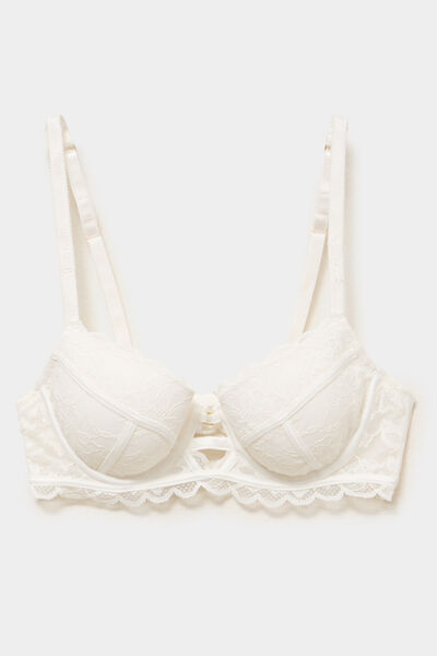 Soutien-gorge corbeille padd&eacute; dentelle blanc femme