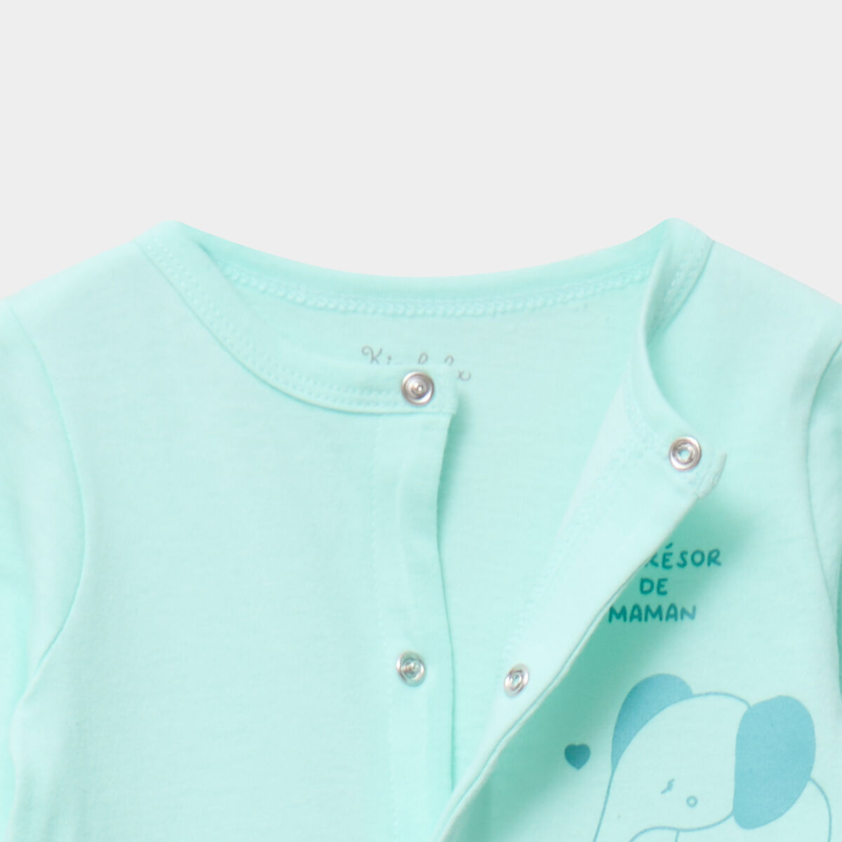 Dors-bien coton velours manches longues vert turquoise b&eacute;b&eacute;