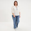 Blouse manches ballons 3/4 ecru femme grande taille