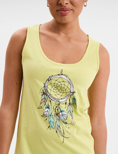 Chemise de nuit sans manches coton vert anis femme