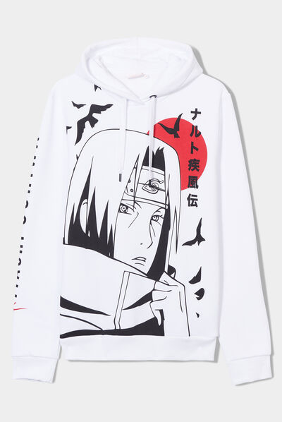 Sweat à capuche hoodie Naruto Itachi blanc homme