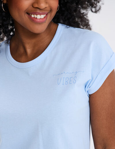 Ensemble pyjama short et t-shirt bleu femme