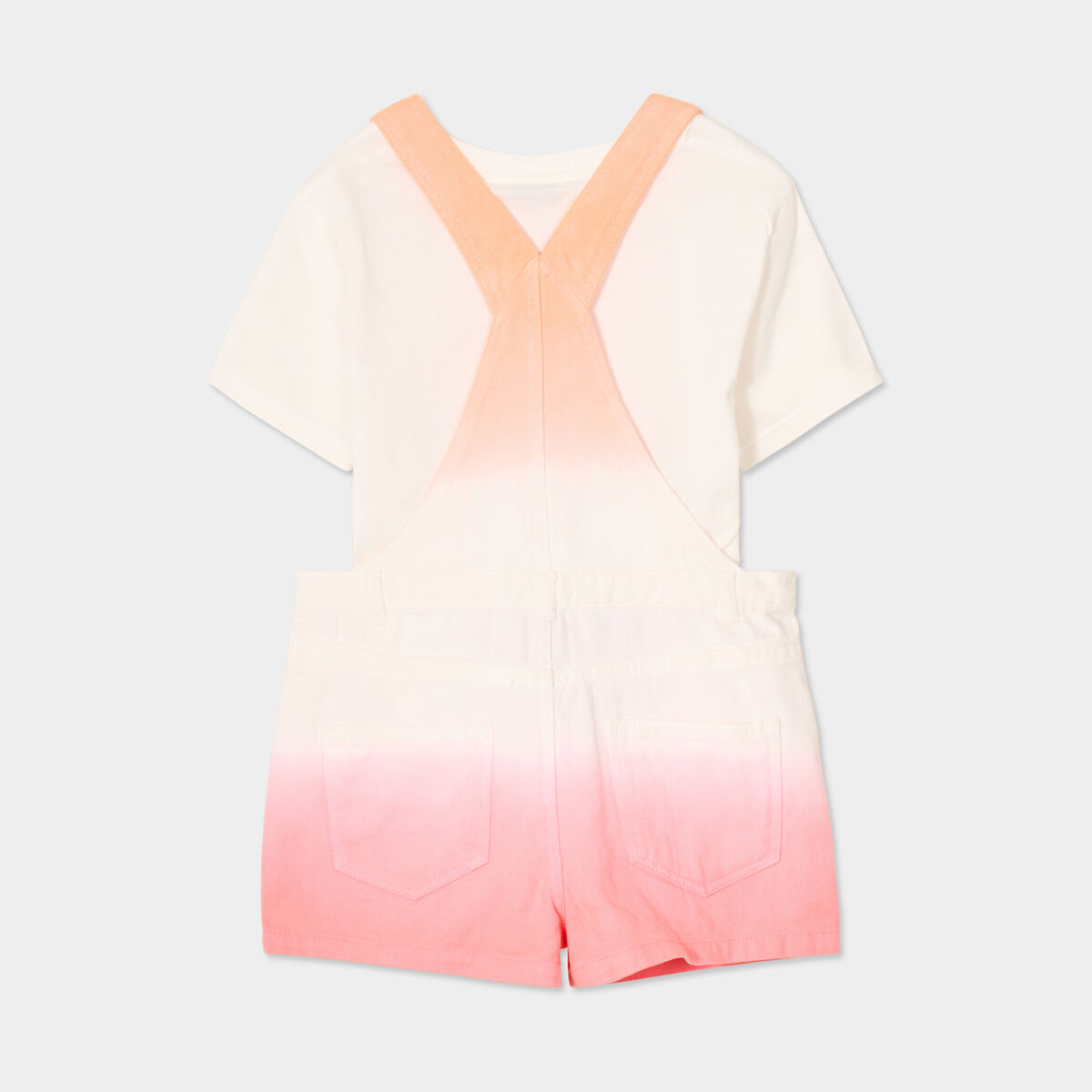 Ensemble 2 pi&egrave;ces avec salopette coton multicolore fille