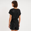 Combishort &agrave; paillettes manches courtes noir femme