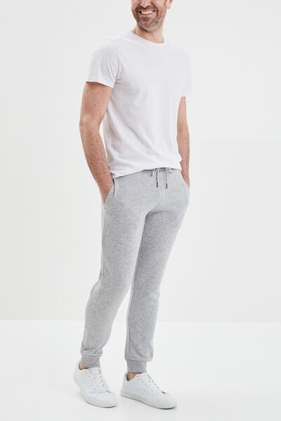 Jogging droit molleton gris homme