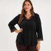 Pull effet 2-en-1 avec manches 3/4 vert kaki femme grande taille