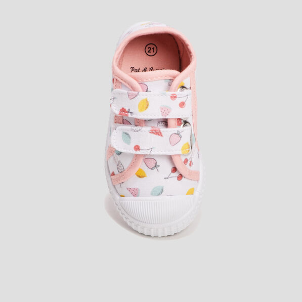 Tennis en toile à scratchs blanc bébé fille
