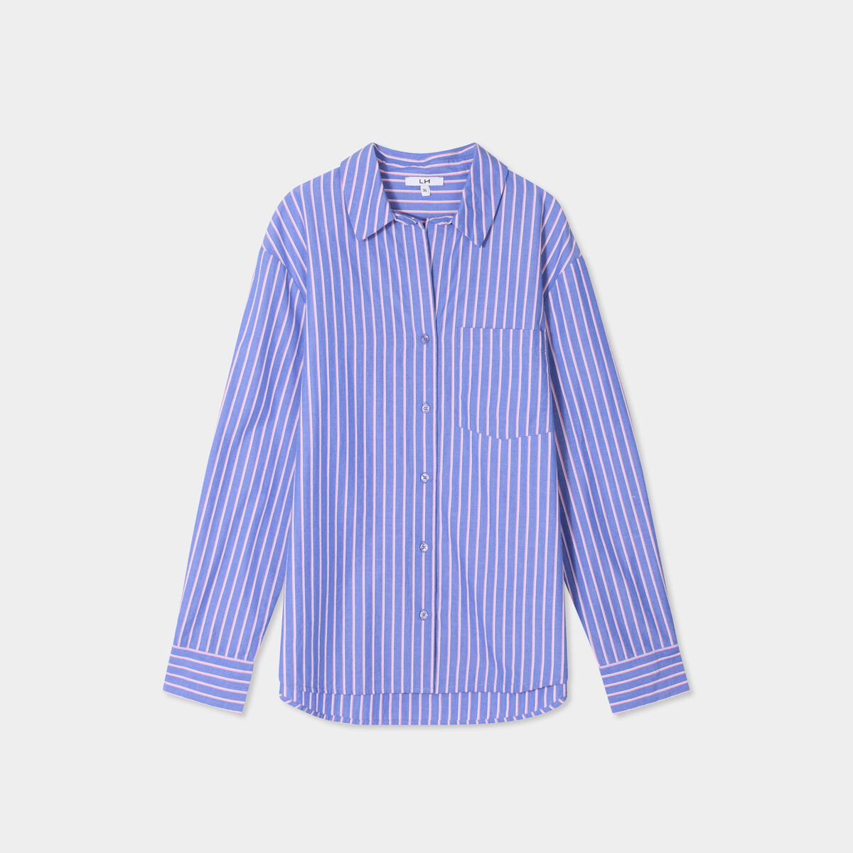 Chemise oversize 1 poche coton bleu electrique femme