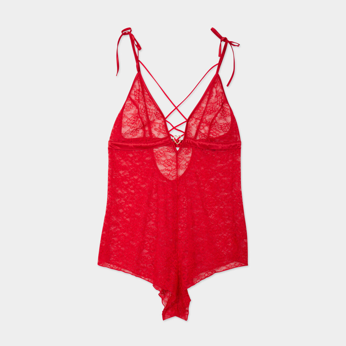Combishort dentelle rouge femme