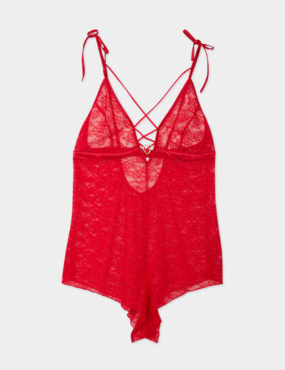 Combishort dentelle rouge femme
