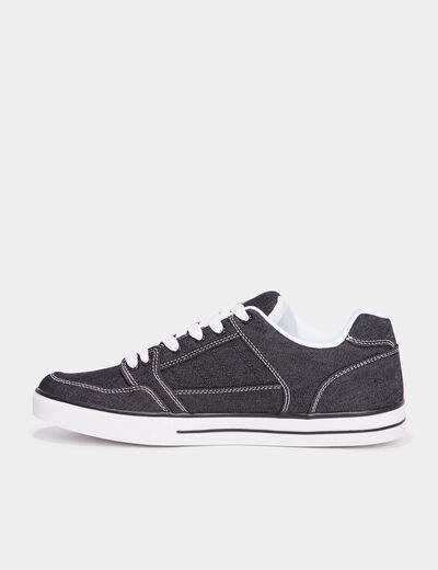 Tennis basses en toile à lacets noir homme