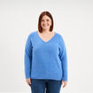 Pull col en V manches longues bleu femme grande taille