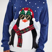 Pull de No&euml;l col rond bleu homme