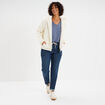 Sweat zipp&eacute; doublure effet sherpa ecru femme