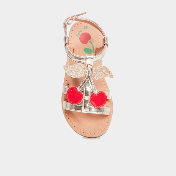 Sandales talon plat jaune or fille