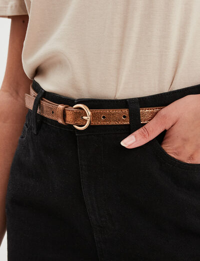 Ceinture avec boucle ronde couleur bronze femme
