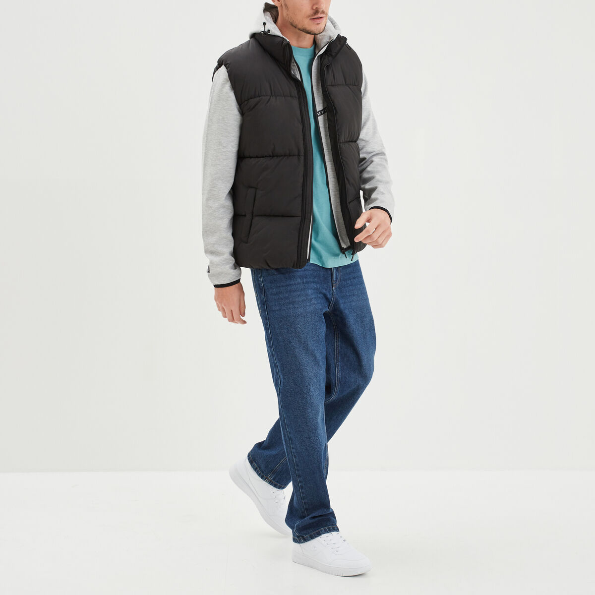 Sweat zippé à capuche Liberto gris homme