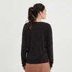 Pull col en V manches longues noir femme