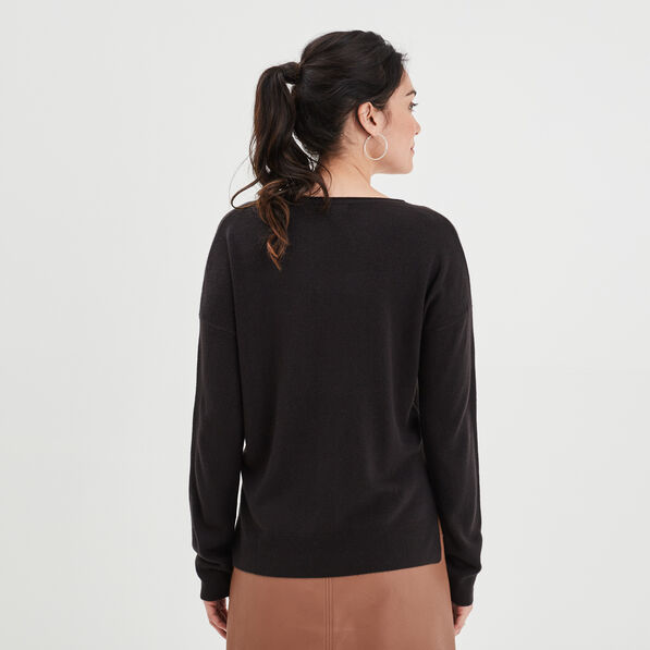 pull col en v manches longues noir femme Pull col en V manches longues noir femme