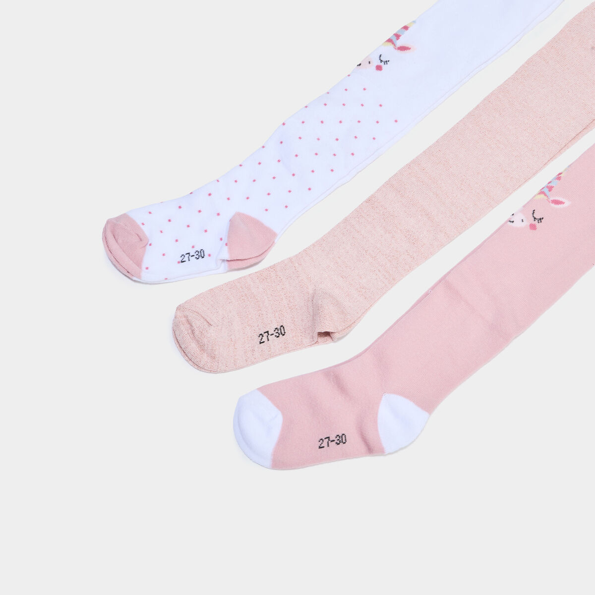 Lot 3 collants taille &eacute;lastiqu&eacute;e rose fille