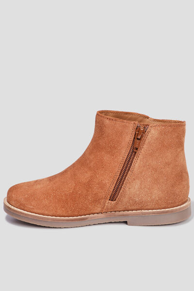 Bottines à volants en cuir camel fille