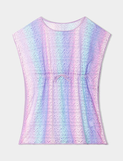 Robe de plage ajour&eacute;e parme fille