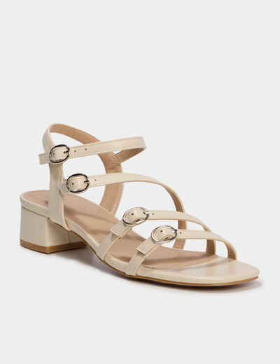 Sandales multibrides &agrave; talons 5 cm blanc femme