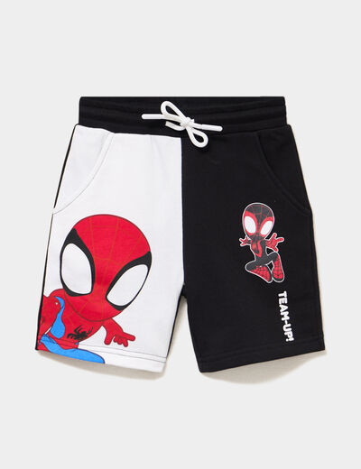 Short de jogging droit coton Spider-Man noir gar&ccedil;on