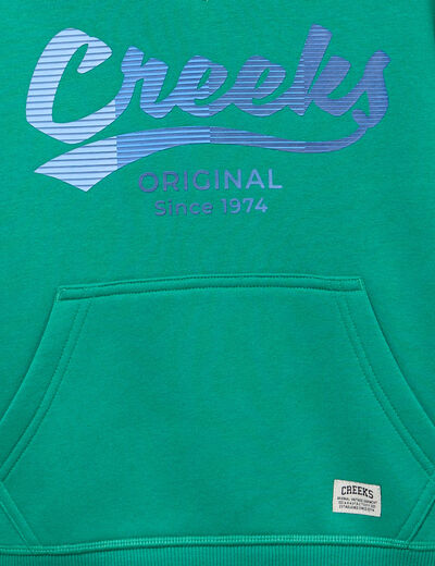 Sweat hoodie 1 poche manches longues vert gar&ccedil;on