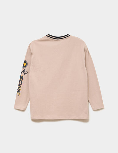 T-shirt col V manches longues Sonic sable gar&ccedil;on