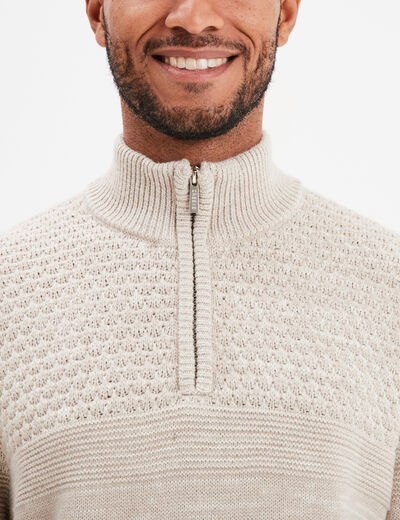 Pull col camionneur zippé Creeks gris clair homme