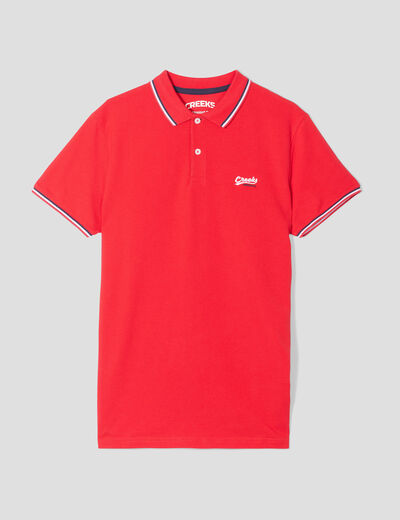 Polo avec broderie poitrine coton Creeks rouge homme