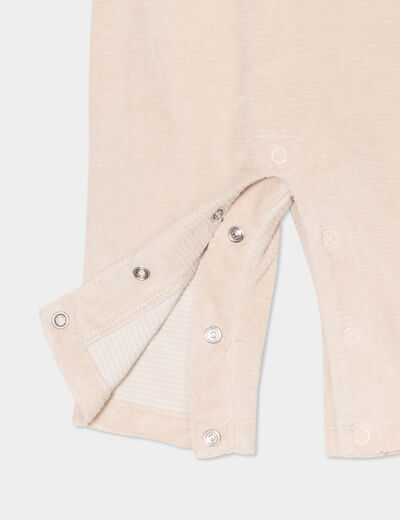 Ensemble t-shirt salopette effet velours beige b&eacute;b&eacute;