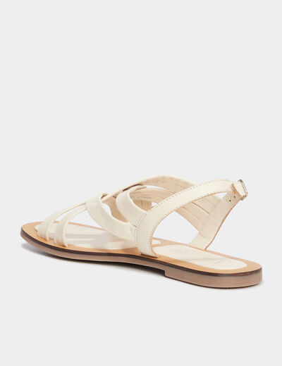 Sandales brides croisées en cuir blanc femme