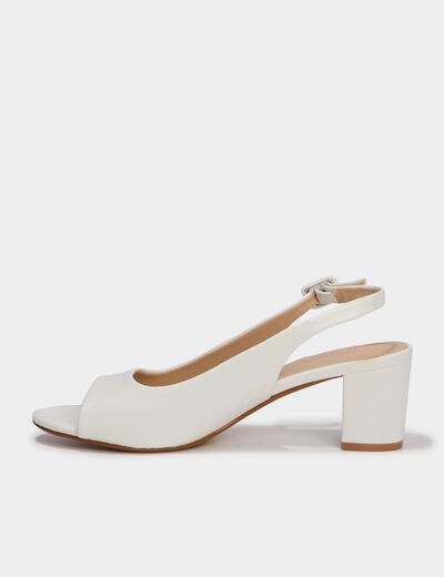 Sandales &agrave; talons 5 cm bouts ouverts blanc femme