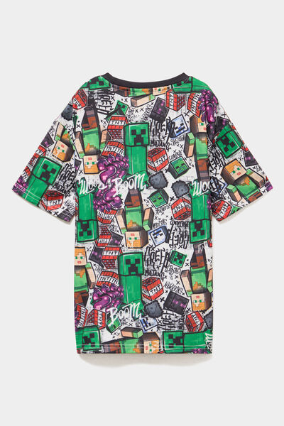 T-shirt droit manches courtes Minecraft multicolore gar&ccedil;on