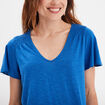 T-shirt manches courtes épaules smockées bleu roi femme