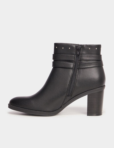 Bottines à talons et détails cloutés noir femme