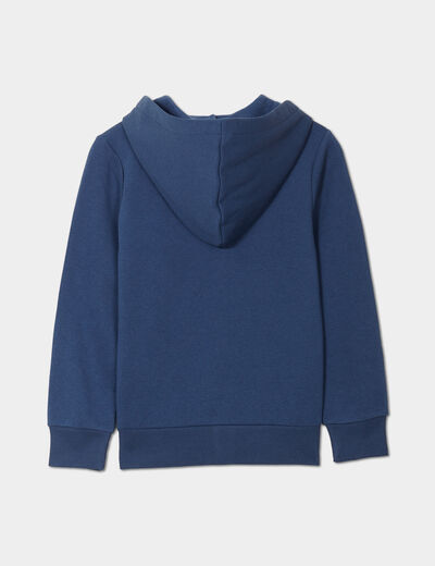 Sweat zippé à capuche et poches bleu foncé garçon
