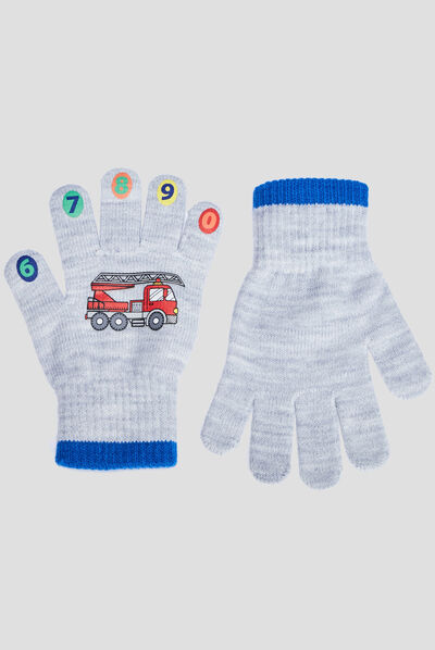 Gants tricotés gris clair garçon