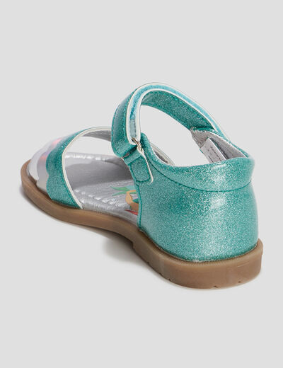 Sandales à scratchs La Petite Sirène bleu turquoise fille