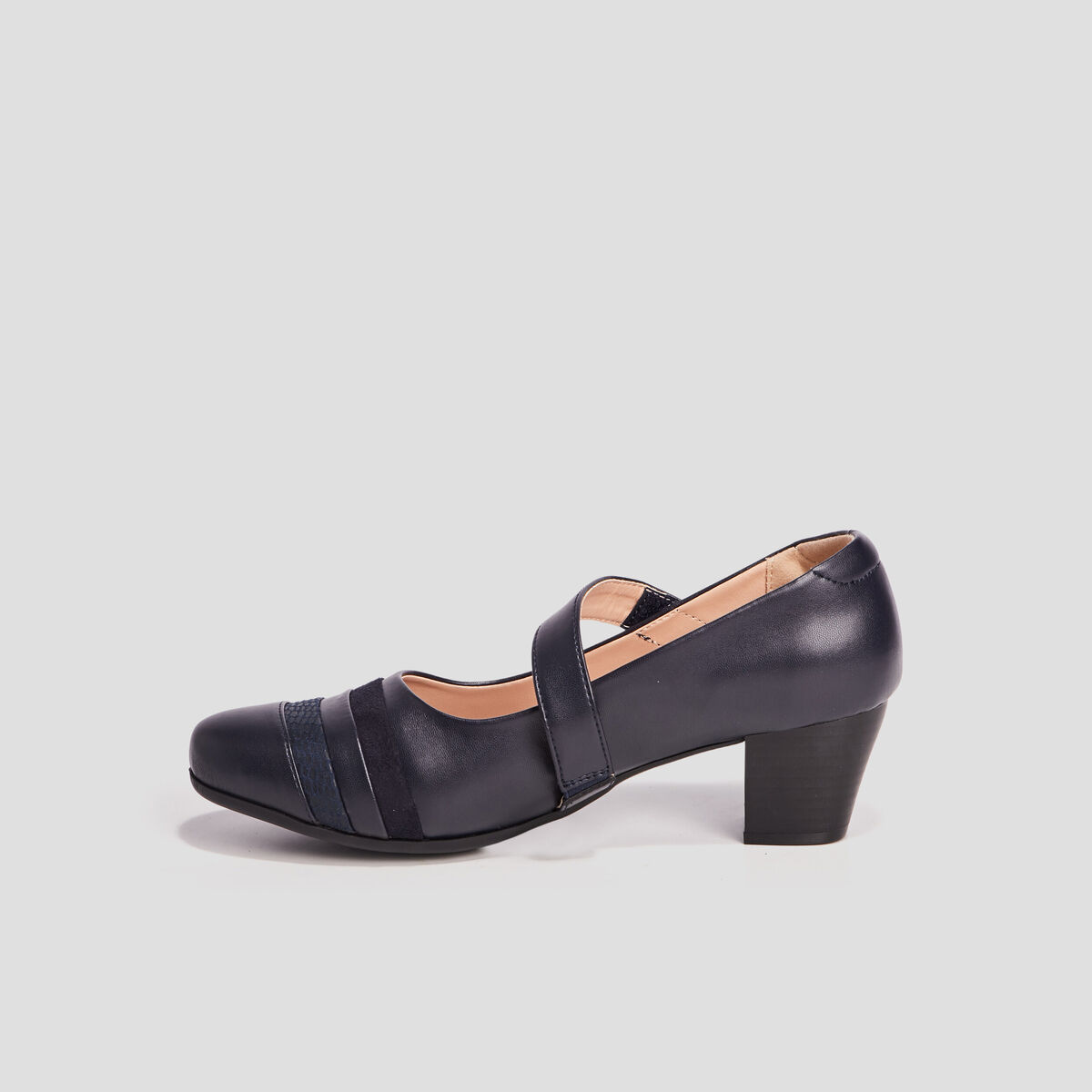 Escarpins à talons pied large bleu marine femme
