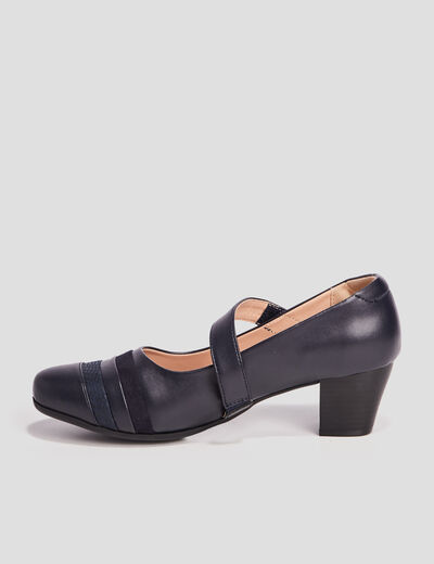 Escarpins à talons pied large bleu marine femme