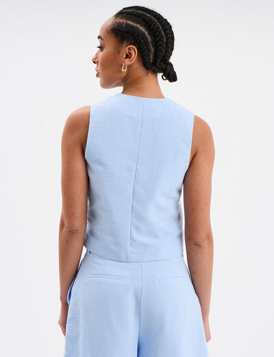Veston sans manches bleu ciel femme